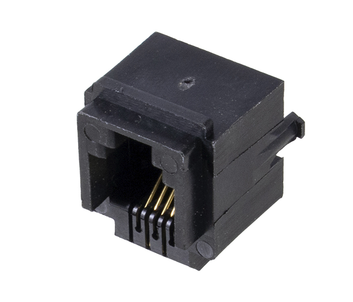 Conector Modular Jack - 6p4c - 180 Graus - Preto