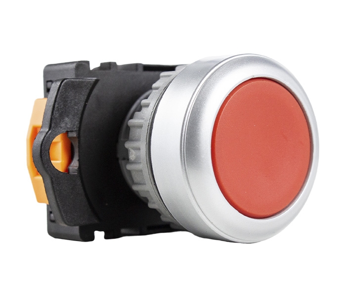 Botão Pulsador Iluminado 22mm - 24VCA/VCC - Vermelho - 1NA