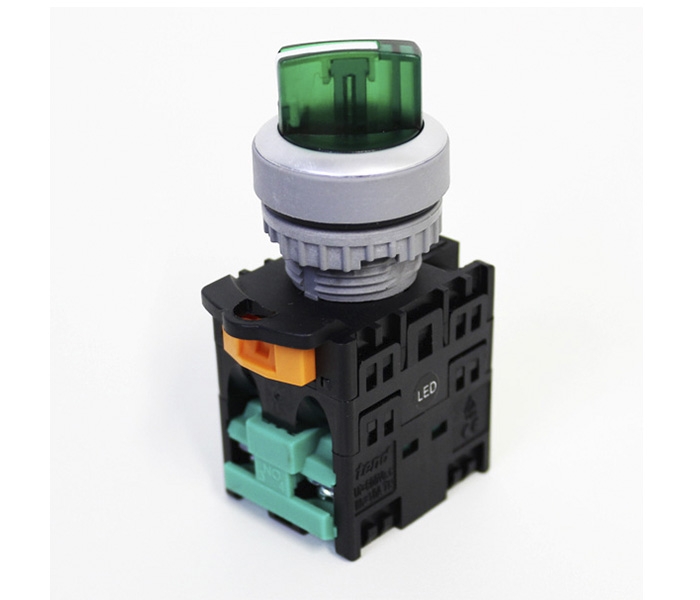 Chave Seletora Iluminada Knob Curto 3 Posições 22mm - 24VCA/VCC - Verde - 2NA